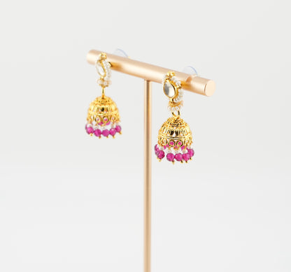 Pink Blossom Jhumkas