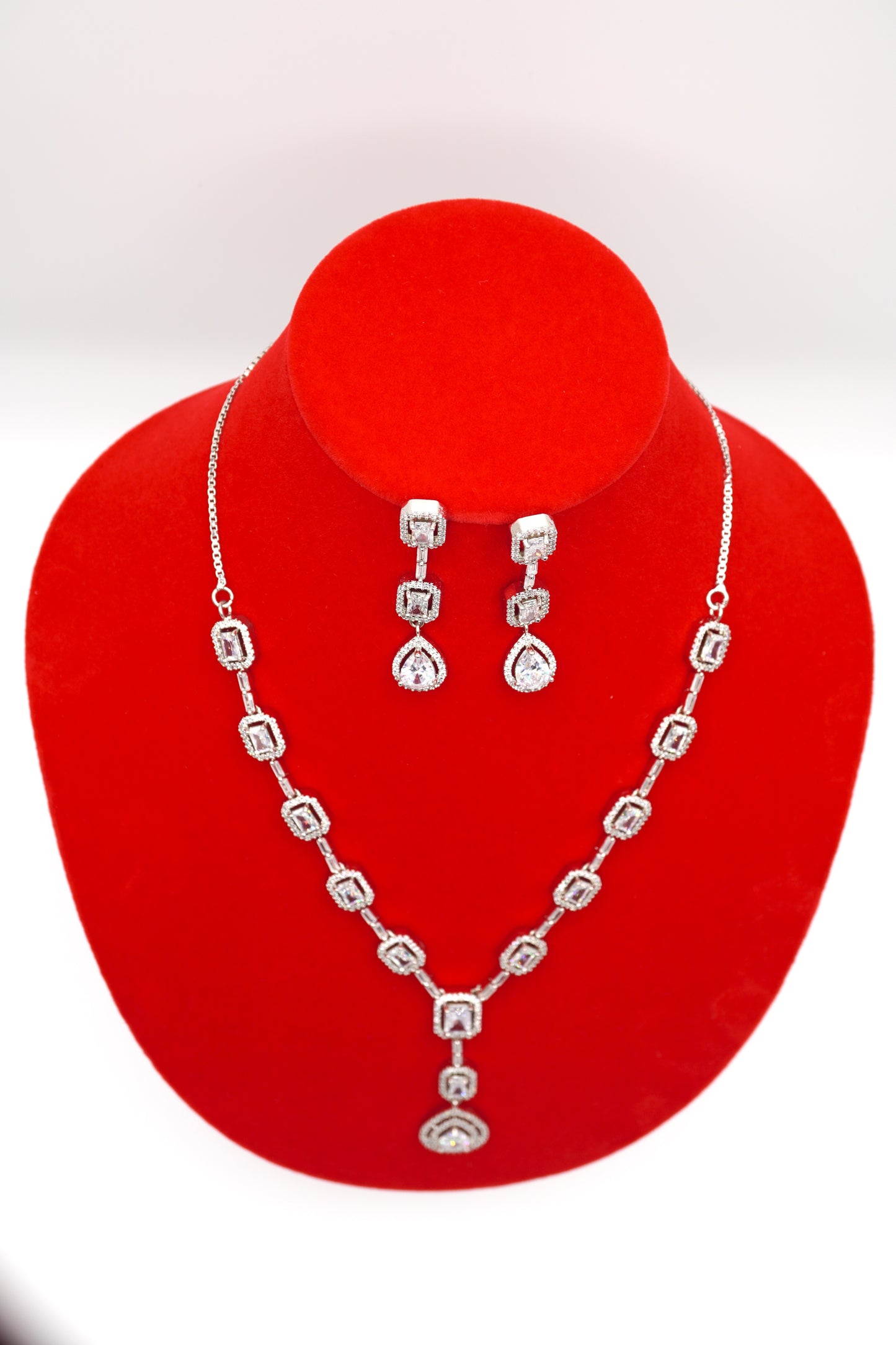 Celestial Silver Drops Necklace Set